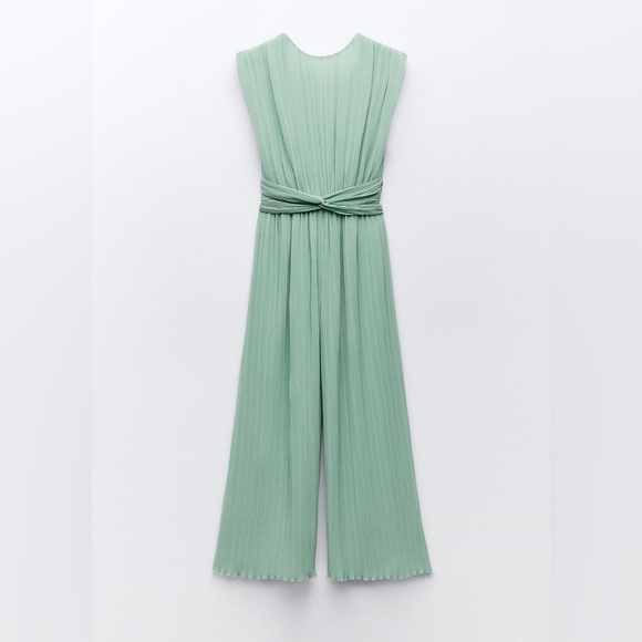 ZARA CLASSY KNOTTED PLEATED JUMPSUIT - Picture 4 of 9